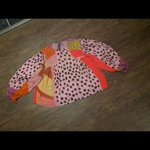 ANTHROPOLOGY MIRANDA PEASANT BLOUSE PETITE MED